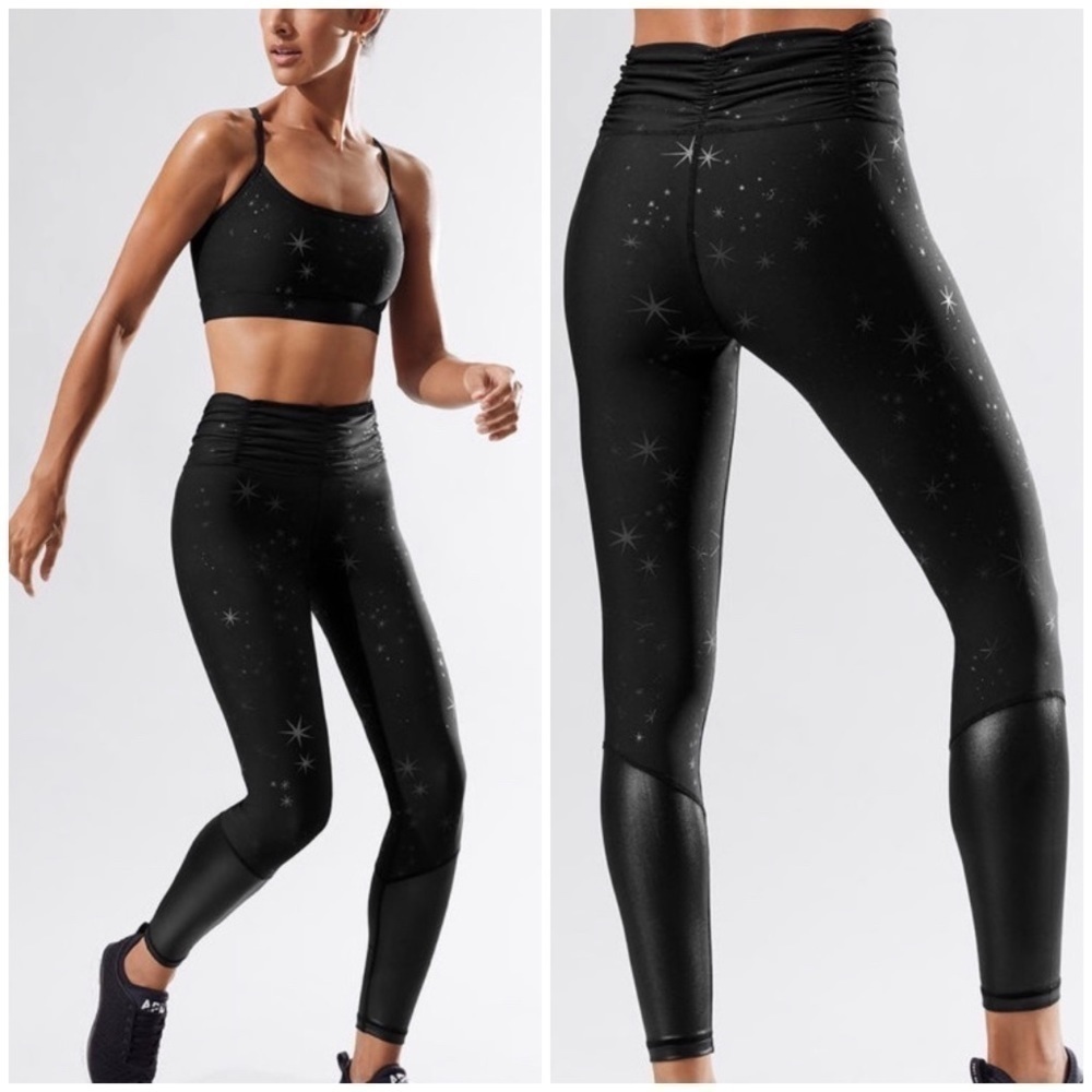 Carbon38 Echo Leggings in Black Star Print Size M